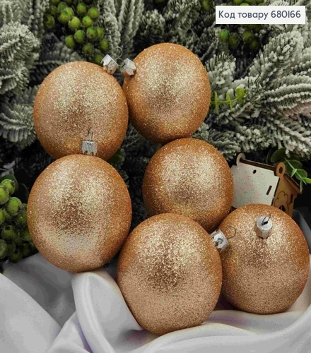 Набор шаров 80мм Блеск ПЕРСИК 6шт/уп, Украина 680166 фото 1