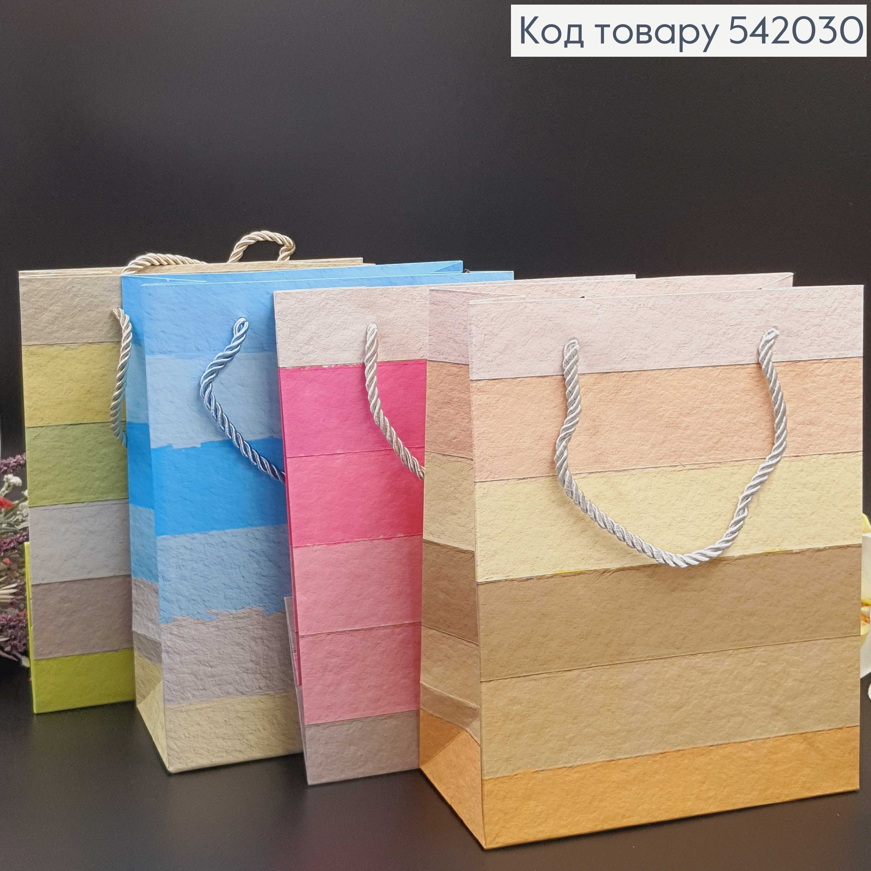 Пакет бумажный средний в цветную полоску 24х19 см в ас. 542030 фото 1