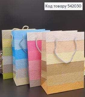 Пакет бумажный средний в цветную полоску 24х19 см в ас. 542030 фото