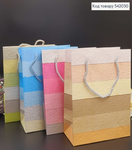 Пакет бумажный средний в цветную полоску 24х19 см в ас. 542030 фото 1