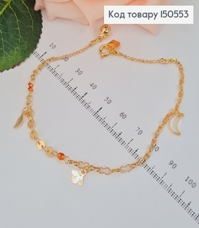 Браслет на ногу Листик, Луна 20+3см, Xuping 18K 150553 фото