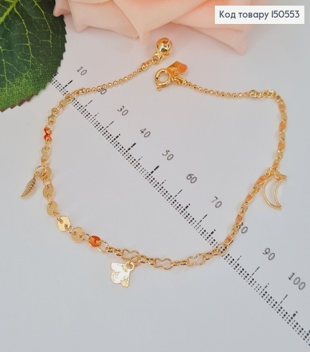 Браслет на ногу Листик, Луна 20+3см, Xuping 18K 150553 фото 1