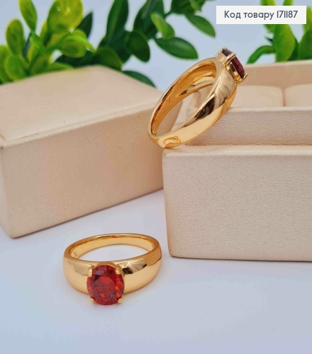 Кольцо украшенное Красным камнем, Xuping 18К. 171187 фото 1