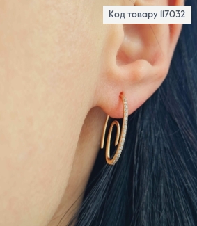 Серьги крючки, "Завитки" с камешками, 2см. Xuping 18K 117032 фото