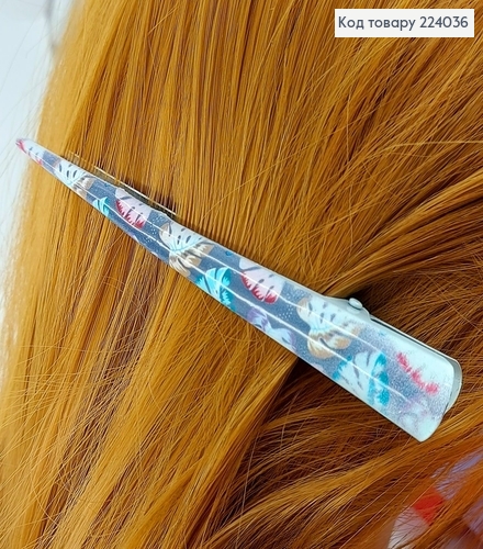 Заколка стріла метал різнокольорові листочки 12,5 см 224036 фото 2