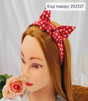 Обруч пластик в ткани "Солоха", в Горошек Красного цвета, 2,5см, ручная работа, Украина. 292327 фото