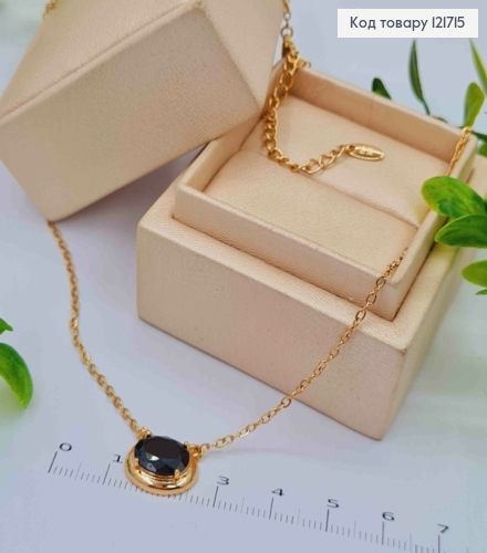Цепочка Якорное плетение с овальным черным камнем, длина 45+5см, Xuping 18к. 121715 фото 1