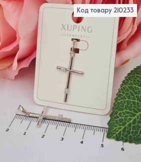 Крестик родованный, с камешками, размер 2,7*1,6см, Xuping 210233 фото
