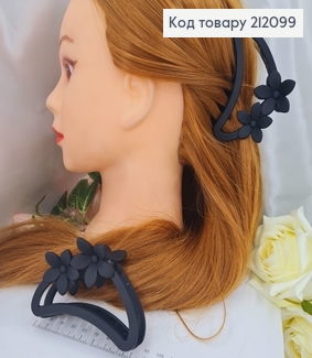 Краб пластик Дуга з квітками 8,5см, чорний, матовий 212099 фото