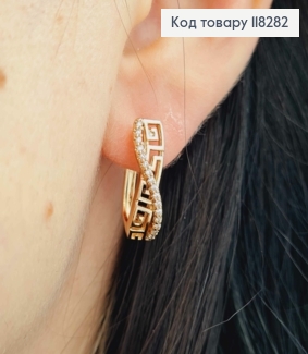 Сережки овальні "Версаче" з камінцями, довжина 1,9см, англ. застібка, Xuping 18К 118282 фото