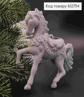 Фигурка бархат "КОНЬ", СЕРЫЙ с блеском, размер 10*10см, украшение пластиковое, Украина 612754 фото