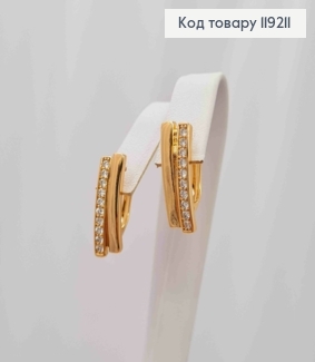 Серьги Прямоугольные украшены Блестящими камешками, 1,8см, английская застежка, Xuping 18K 119211 фото