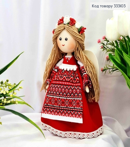 Кукла Девочка, "Ангелочек" в Красном платье вышиванке (27см), ручная работа, Украина 333103 фото 1