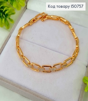 Браслет Якорное плетение, с перепонками в камнях, ширина 0,7см дл. 17+2 см, Xuping 18K 150757 фото