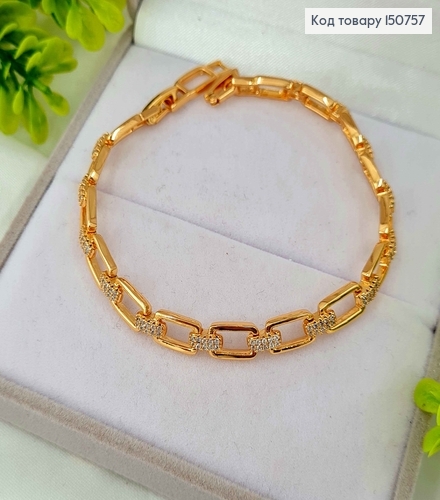 Браслет Якорное плетение, с перепонками в камнях, ширина 0,7см дл. 17+2 см, Xuping 18K 150757 фото 1