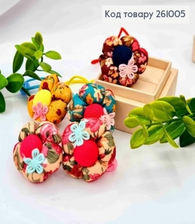 Резинка детская шнурок, с объемным цветком и бусинкой, диаметр 6см 261005 фото