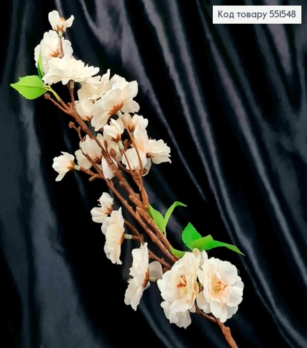 Искусственная веточка Яблочный Цвет, цвета АИВОРИ цветки на металлическом стержне, высота 62см 551548 фото 1