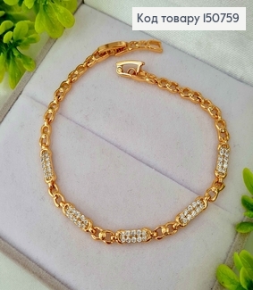 Браслет "Джульетта", комбинированное плетение, с камешками, шир. 0,3см дл. 17+2 см, Xuping 18K 150759 фото