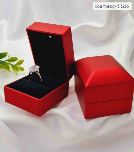 Коробка матова ювелірна ЧЕРВОНА з підсвіткою, розмір 6,5*6*5см 513256 фото 2