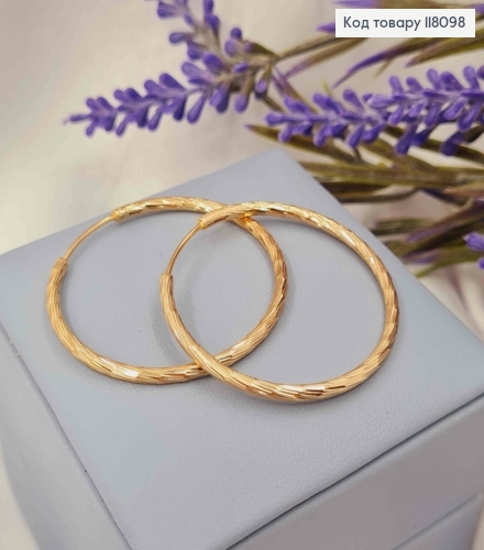 Серьги кольца граненные, диаметр 3,6см, Xuping 18К 118098 фото 2