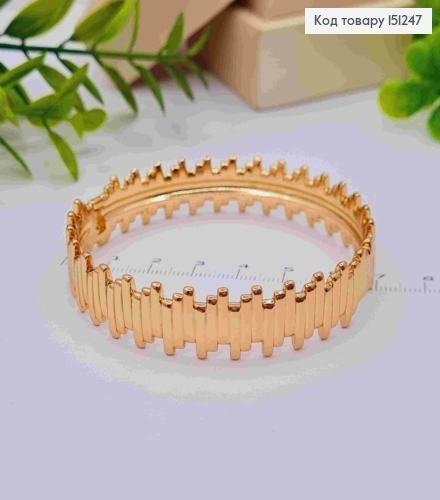 Браслет круглий фактурний, діаметр 6,5см, довжина 20см, Xuping 18К 151247 фото 3