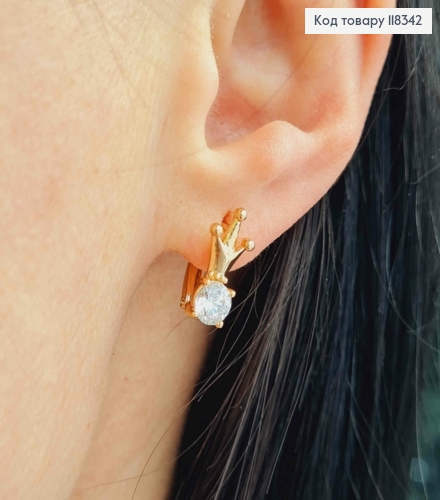 Серьги "Королевские" с Блестящим камнем, 1,4см, английская застежка, XUPING 18K 118342 фото 2