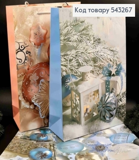 Пакет бумажный с Новогодним серебряным тиснением, 42*31*12, в ассортименте 543267 фото