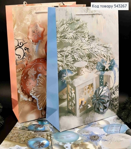 Пакет бумажный с Новогодним серебряным тиснением, 42*31*12, в ассортименте 543267 фото 1