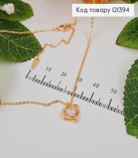 Цепочка якорное плетение, с подвеской Сердце с камнем, дл. 45+5см, Xuping 18К 121394 фото