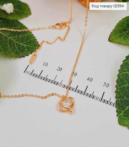 Цепочка якорное плетение, с подвеской Сердце с камнем, дл. 45+5см, Xuping 18К 121394 фото 1
