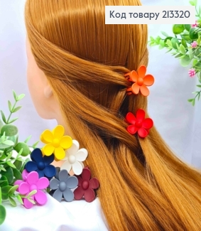 Краб пластик матовий "КВІТКА", розміром 3,5см, Яскраві кольори в асортименті 213320 фото