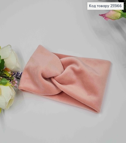 Пов'язка, велюр, Пудра, 22*11см, ручна робота, Україна 275098 фото 1