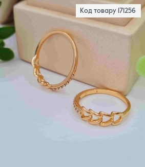 Кольцо с блестящими камешками и имитацией цепочки, Xuping 18К. 171256 фото