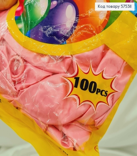 Воздушные шары латексные 12'' Tongxuan Розовые Перламутровые (30см), 100шт/уп 575311 фото 2