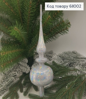 Верхушка на елку Серебряная Ретро блеск 35 см 611002 фото