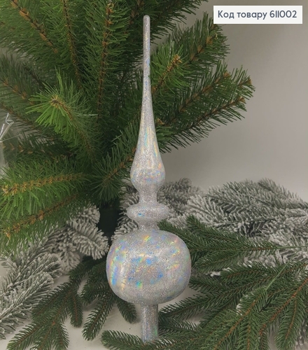 Верхівка на ялинку Срібна Ретро блиск 35 см 611002 фото 1