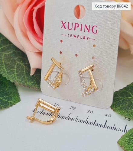 Серьги "Хаотические" с камешками, 1,1см, англ. зам. Xuping 18K 116642 фото 2