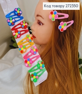 Заколка детская Тик-так Цветочек  (12шт)в асор. 272350 фото