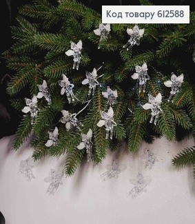 Новорічна фігура, набір Ангелочків, пластик, прозорих з блиском, 10шт/уп, 4см, Україна 612588 фото