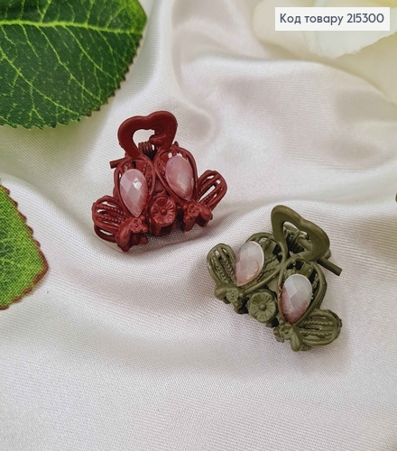 Краб металл матовый 2,5см, с камешками, зеленый/бордовый в ассорт. 215300 фото 1