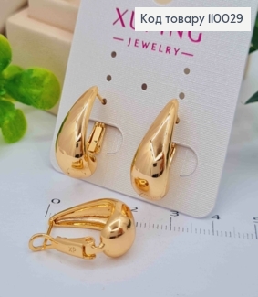 Серьги "Овальные" расширены вниз, длина 2см, итальянская застежка, Xuping 18К 110029 фото