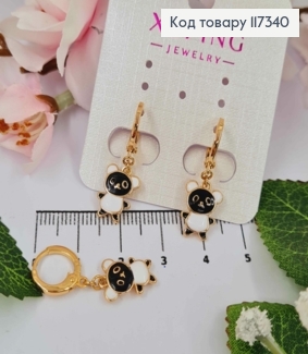 Серьги Кольца 1,1см, с подвеской Медвежонок 1,2см, Xuping 18K 117340 фото