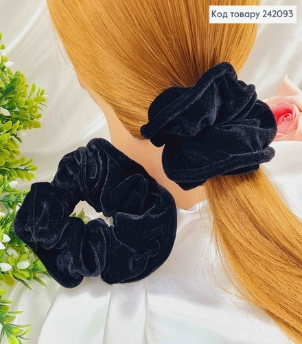 Резинка велюр объемная, Черного цвета, 11см 242093 фото 1