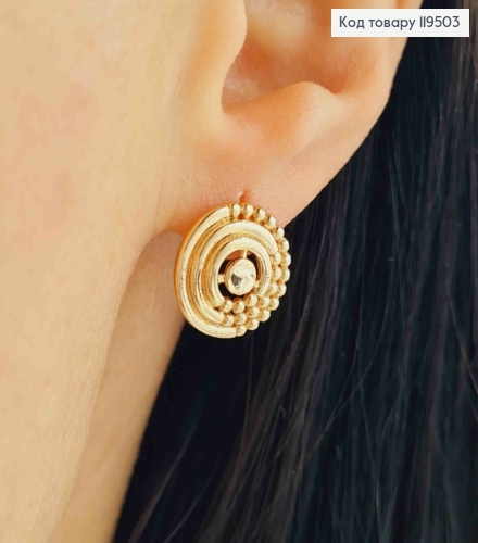 Сережки "Джині", 1,4см, англійська застібка, Xuping 18K 119503 фото 1