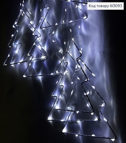 Гирлянда шторка Елка (8 шт) белая проволока 4*0,5-0,65 м белая холодно(с удлинителем) 613093 фото 1