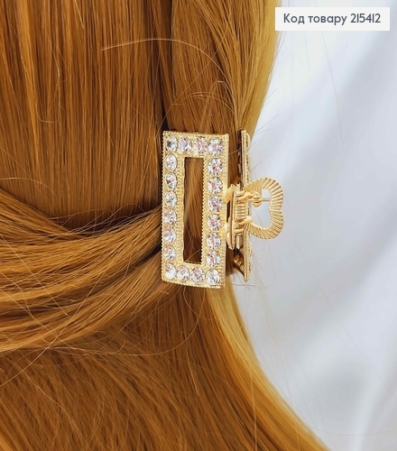 Краб металл, Прямоугольный в камешках, золотого цвета, 3,5см. 215412 фото 1