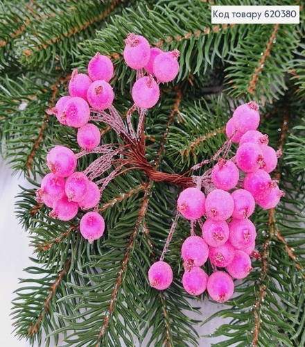 Пучок гілочок  калини з інеєм РОЖЕВА, 13см 620380 фото 1