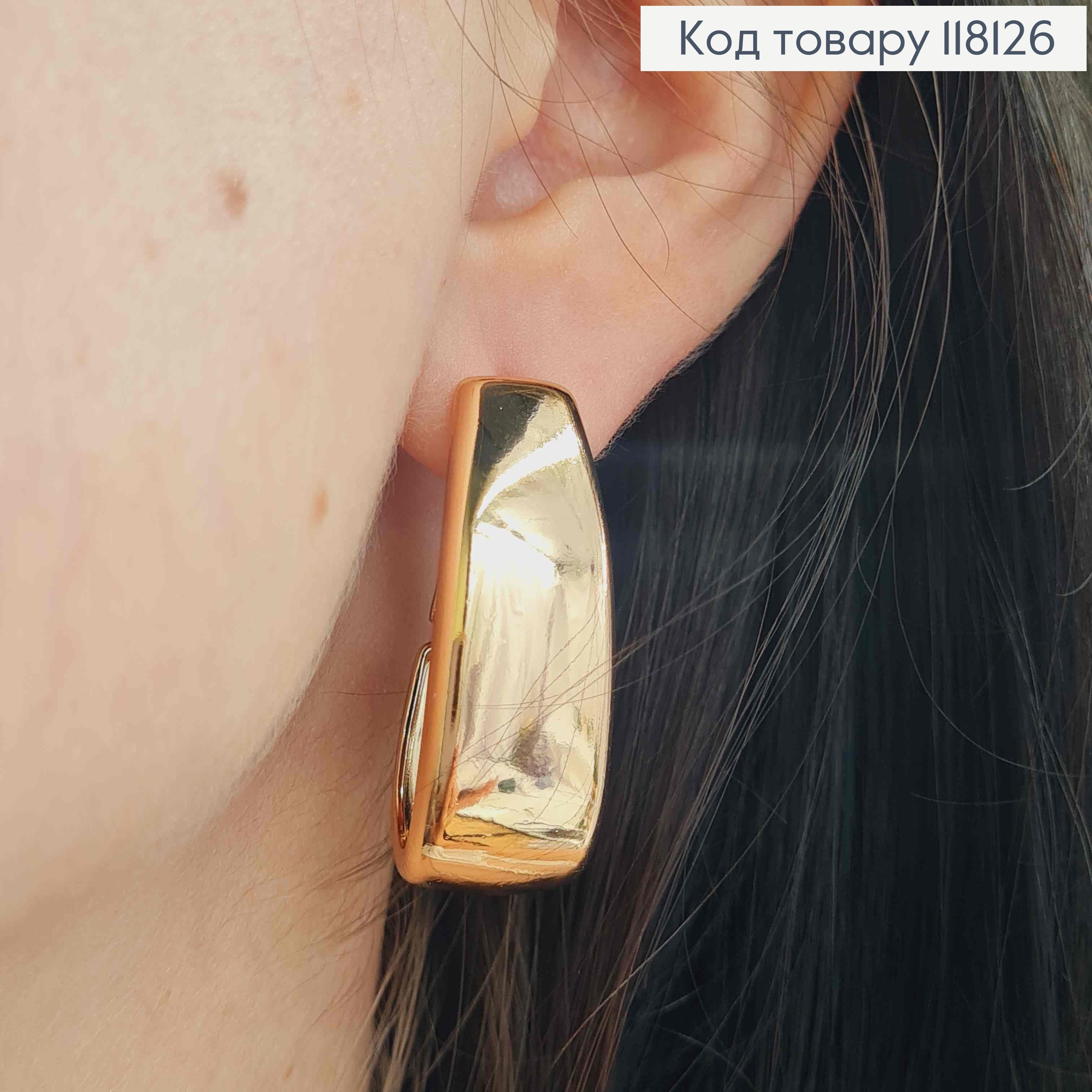 Сережки овальні "Класичні", ширина 1,2см, довжина 3,4см, Xuping 18К 118126 фото 2