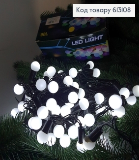 Гирлянда шар 10 мм черная проволока 9 м 90 LED белая холодная(с удлинителем) 613108 фото