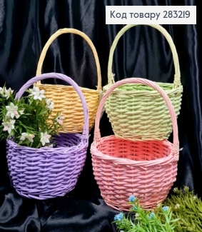Корзина крашеная маленькая круглая, Цвета в ассортименте, (диаметр 18см), (глуб. 10), (ручка13см) 283219 фото